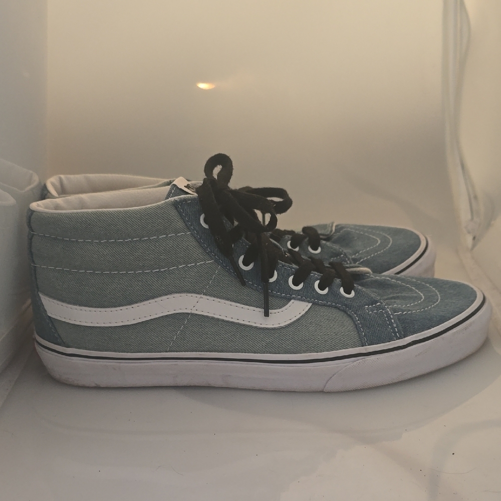 Vans High-Top Sneakers - Light Blue Denim and White